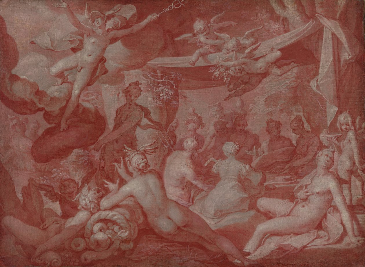 Az istenek étkezése, esetleg az étkezés Peleusz és Thetis esküvőjén alkotó: Abraham Bloemaert