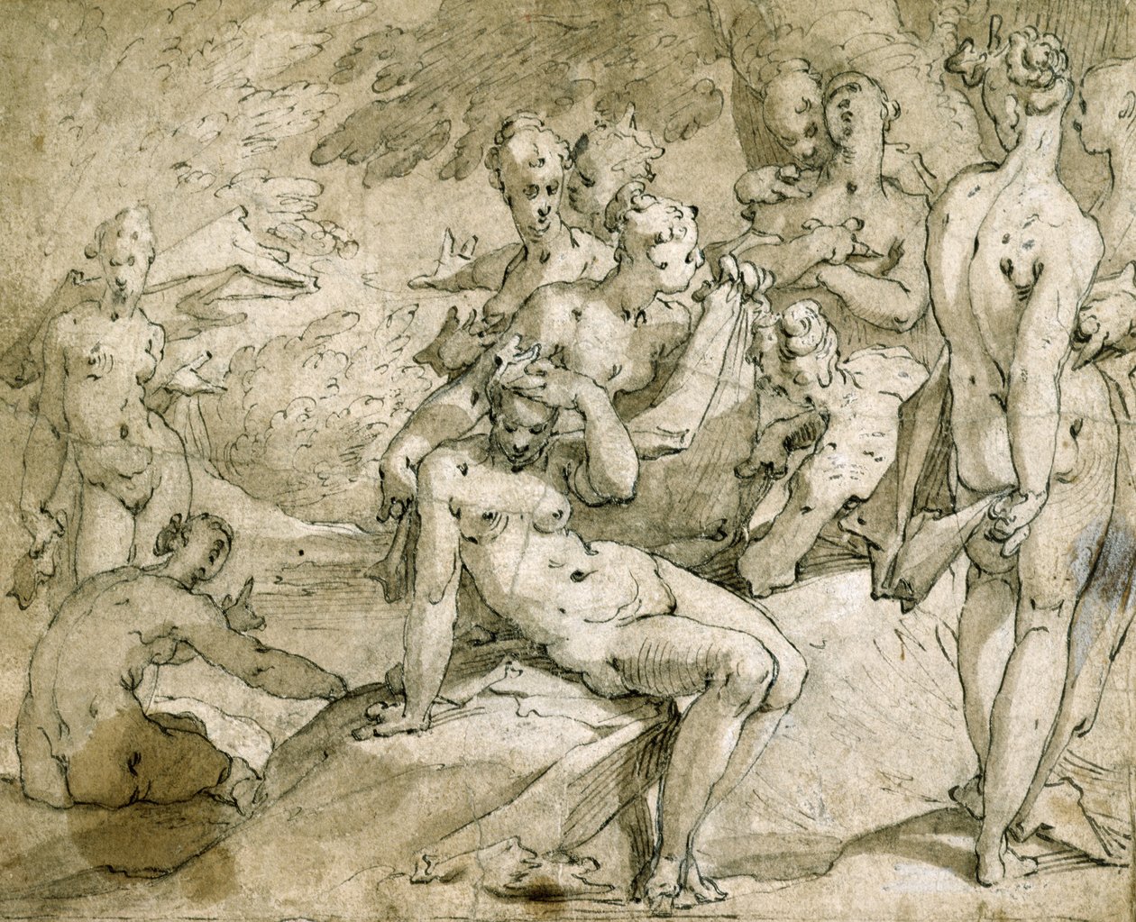 3146 Diana és Callisto, 1595 körül, (tus és tusfürdő) alkotó: Abraham Bloemaert