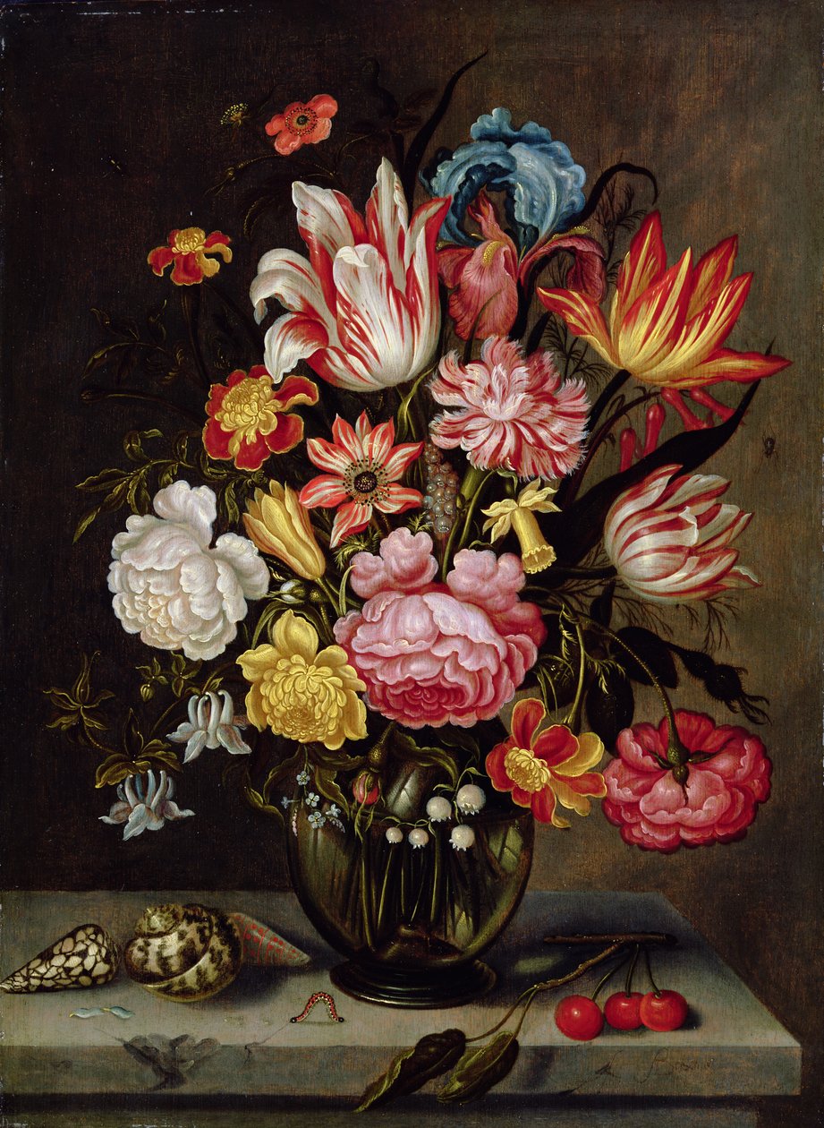 Virágcsendélet egy tojásdad vázában alkotó: Abraham Bosschaert