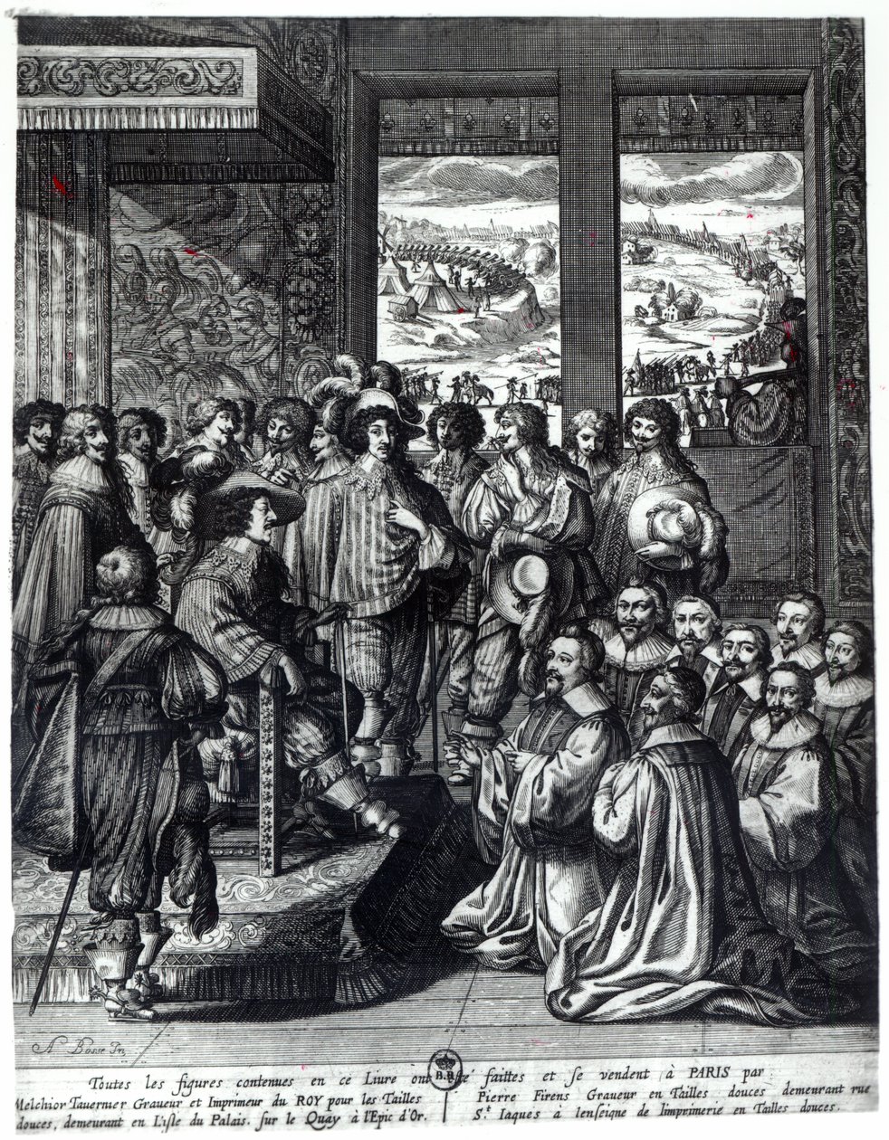 XIII. Lajos (1601-43) visszatért La Rochelle ostromából, a Prevot des Marchands gratulált alkotó: Abraham Bosse