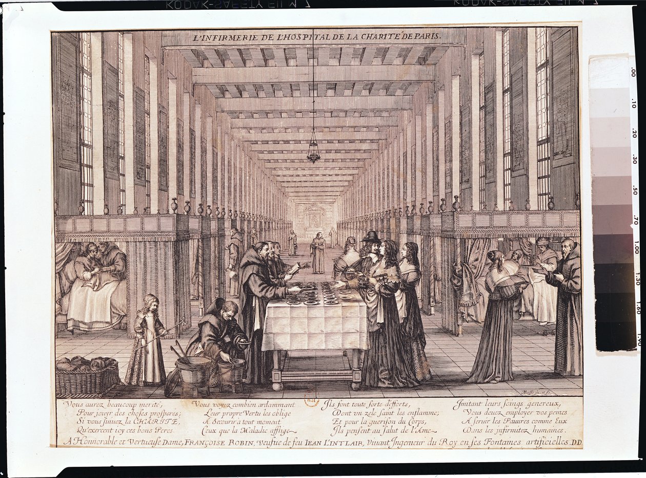 A Szeretetnővérek Gyengélkedője Osztrák Anna (1601-66) látogatása során 1635 (lásd még: 208680) alkotó: Abraham Bosse