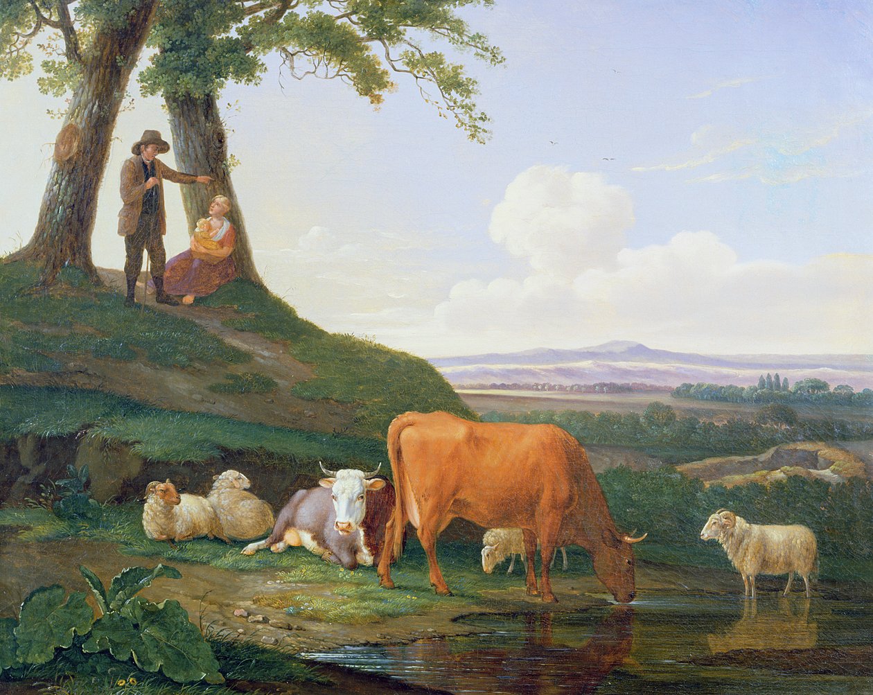 Táj tehénekkel és juhokkal alkotó: Abraham Bruiningh van Worrell