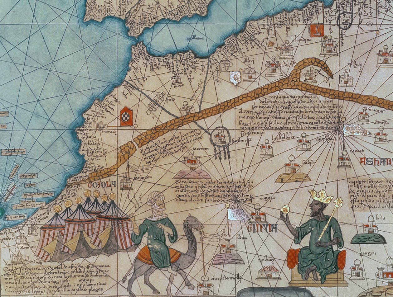 Részlet a katalán atlaszból, 1375 (vellum) (151844 részlet) alkotó: Abraham Cresques