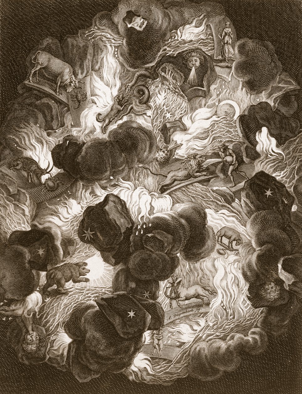 A káosz, Bernard Picart (1673-1733) metszete, 1731. alkotó: Abraham van Diepenbeeck