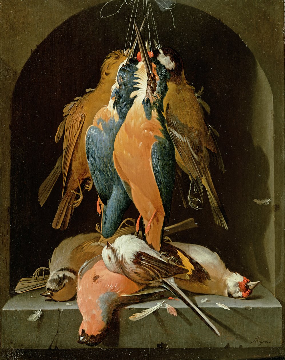 A madarak csendélete alkotó: Abraham Mignon