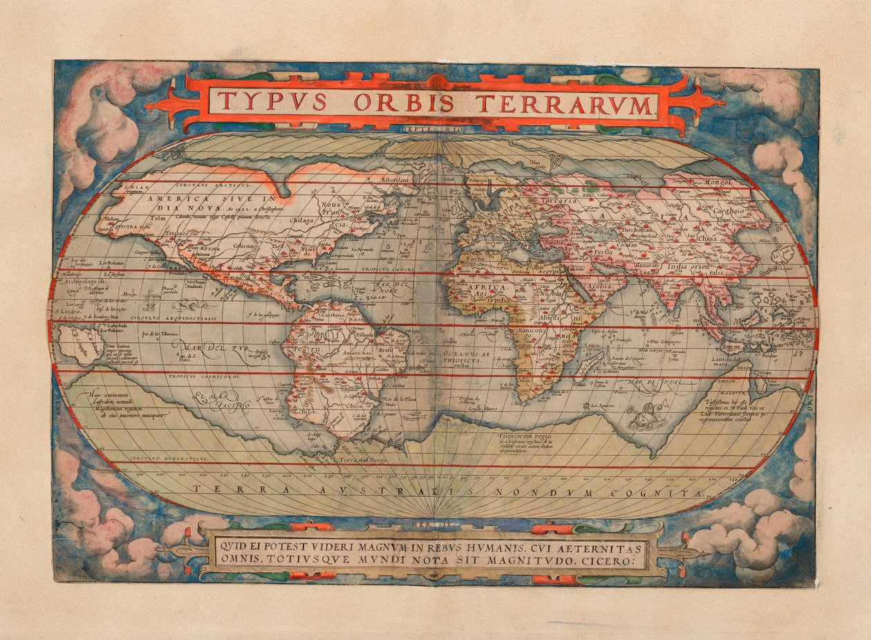 A térkép (1579) -ben jelent meg és világtérképet mutat alkotó: Abraham Ortelius