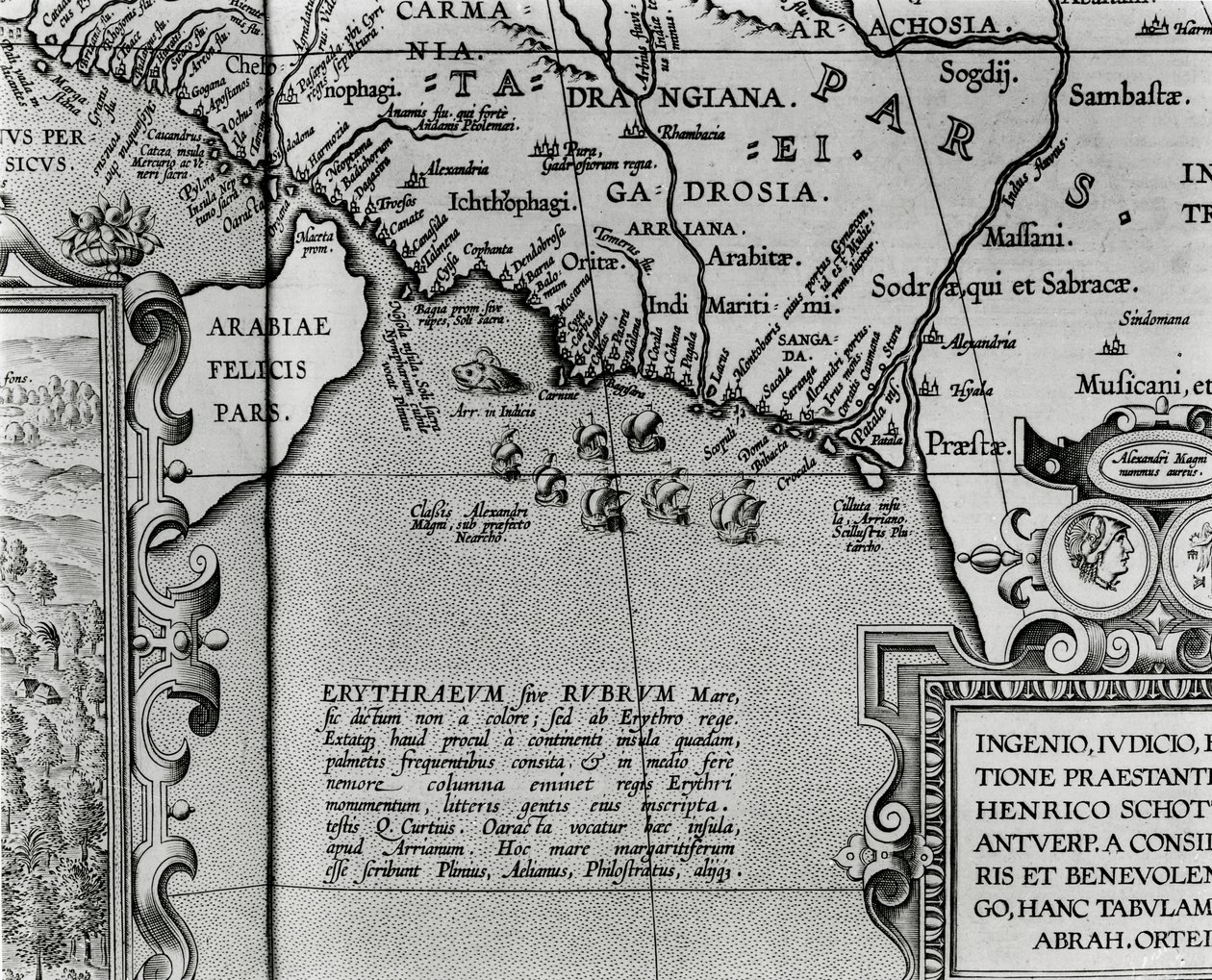 Nagy Sándor birodalmának térképe, az "Abrahami Ortelli theatri orbis terrarum parergon"-ból, Antwerpenben 1674-ben (részlet) alkotó: Abraham Ortelius