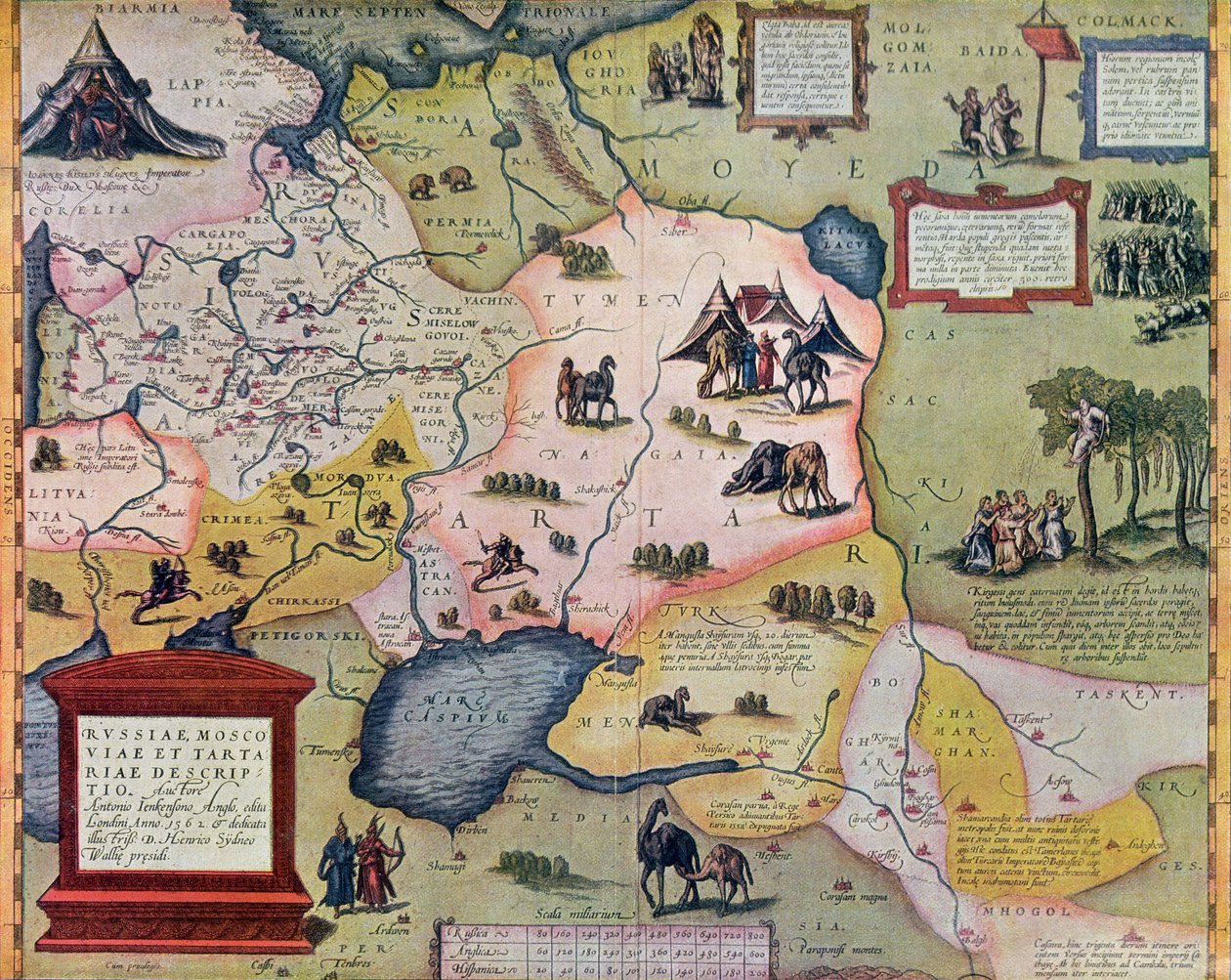 Az orosz birodalom térképe a XVI. században, 1571-es eredeti másolata alkotó: Abraham Ortelius