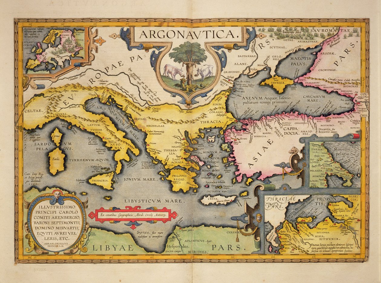 Az argonauták utazásának térképe, a Theatrum Orbis Terrarumból, 1603 alkotó: Abraham Ortelius