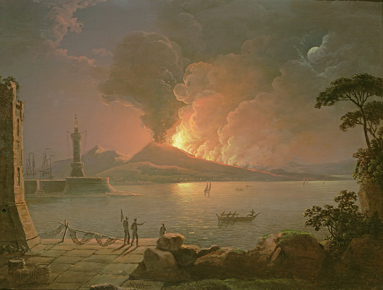 Kitörés a Vezúvról alkotó: Abraham Pether