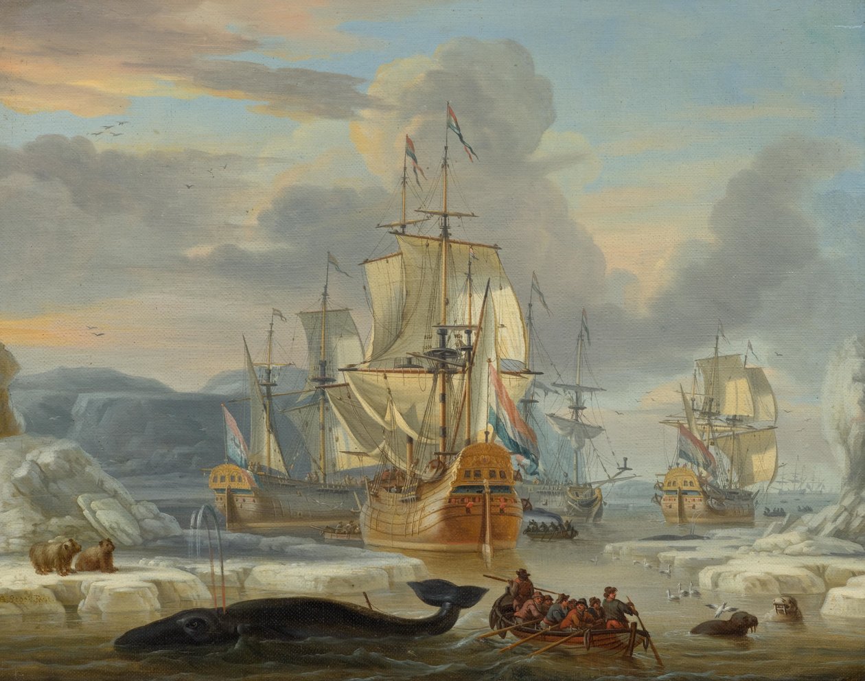 Bálnavadászok a Jeges-tengeren alkotó: Abraham Storck