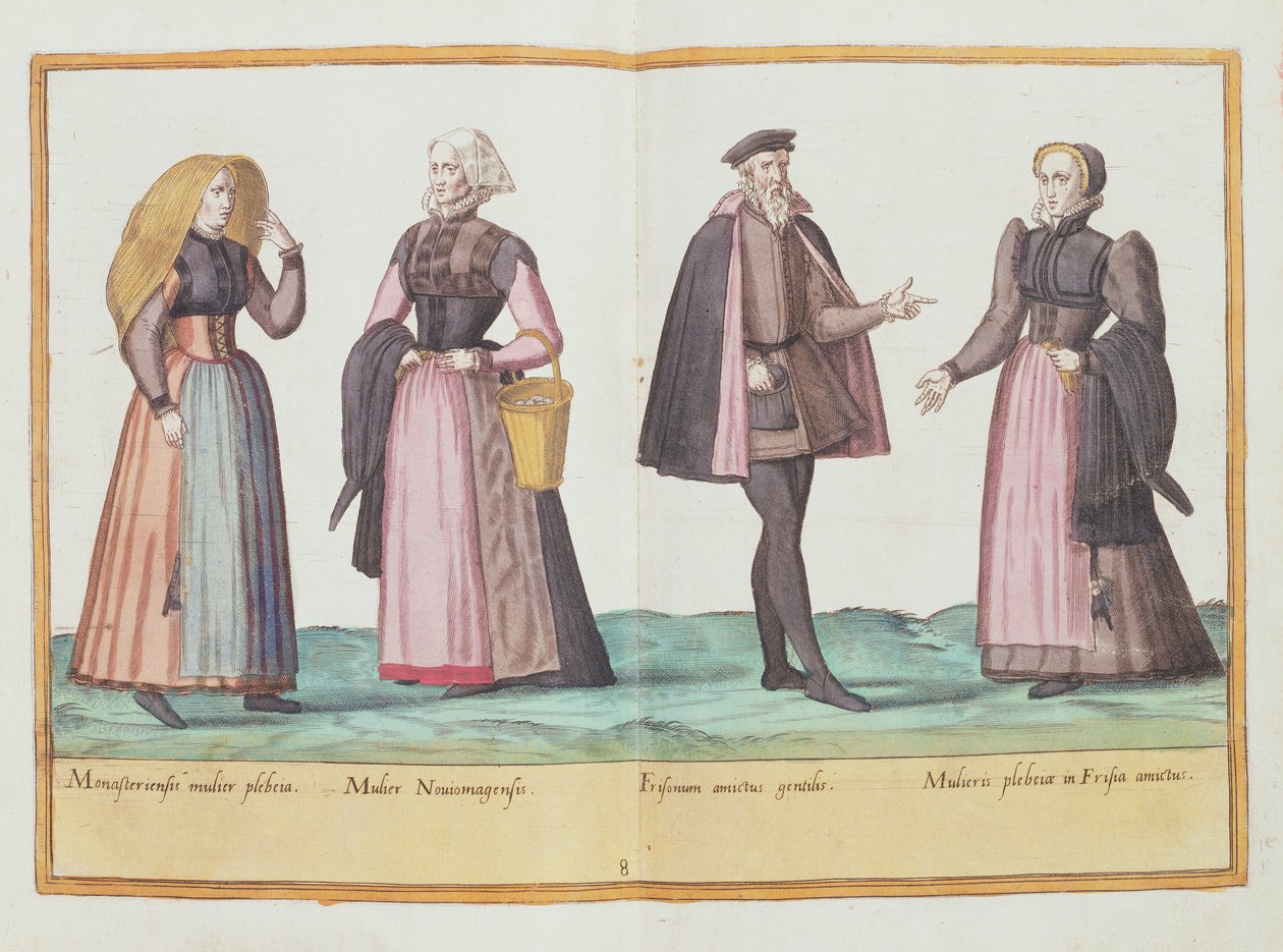 Tizenhatodik századi jelmezek az 1577-ben Kölnben megjelent „Omnium Poene Gentium Imagines”-ből (kézzel színezett metszet) alkotó: Abraham de Bruyn