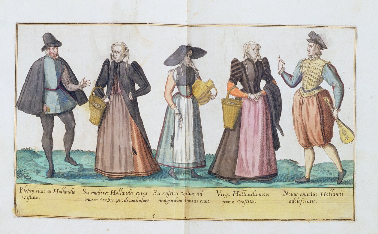 Tizenhatodik századi jelmezek az 1577-ben Kölnben megjelent „Omnium Poene Gentium Imagines”-ből (kézzel színezett metszet) alkotó: Abraham de Bruyn