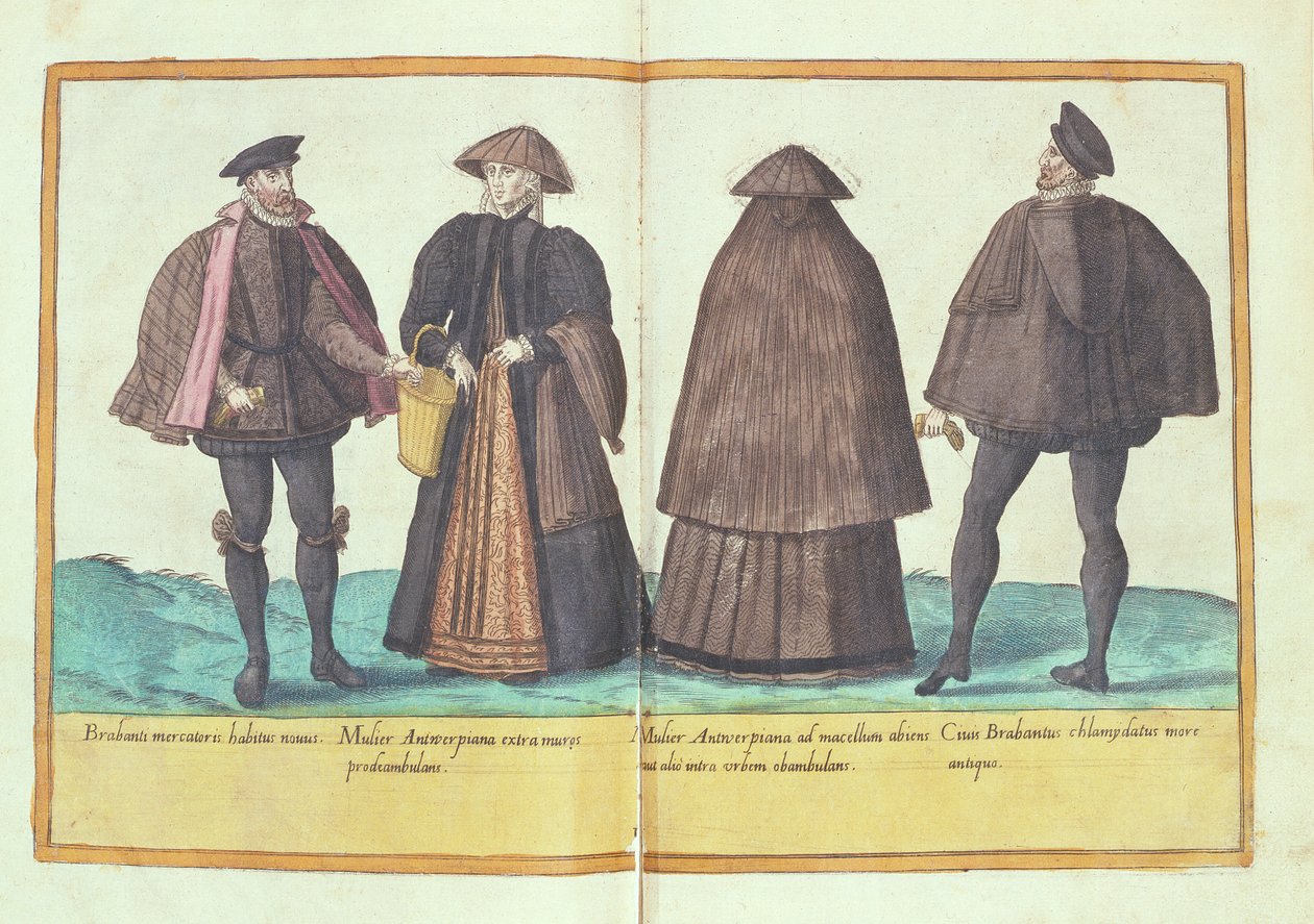 XVI. századi jelmezek az "Omnium Poene Gentium Imagines" című, Kölnben, 1577-ben kiadott könyvből (kézzel színezett metszet). alkotó: Abraham de Bruyn