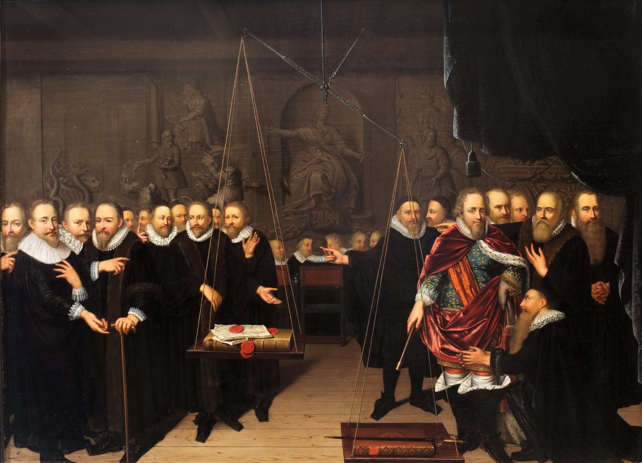 Az arminiánusok és ellenfeleik közötti teológiai vita allegóriája alkotó: Abraham van der Eyk
