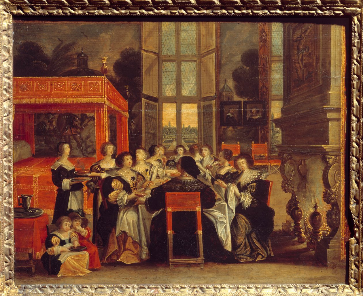 Hölgyek beszélgetése férjük távollétében: Abraham Bosse vacsorafestménye (1602-1676) 17. századi Egouen. Nemzeti Reneszánsz Múzeum alkotó: Abraham (after) Bosse
