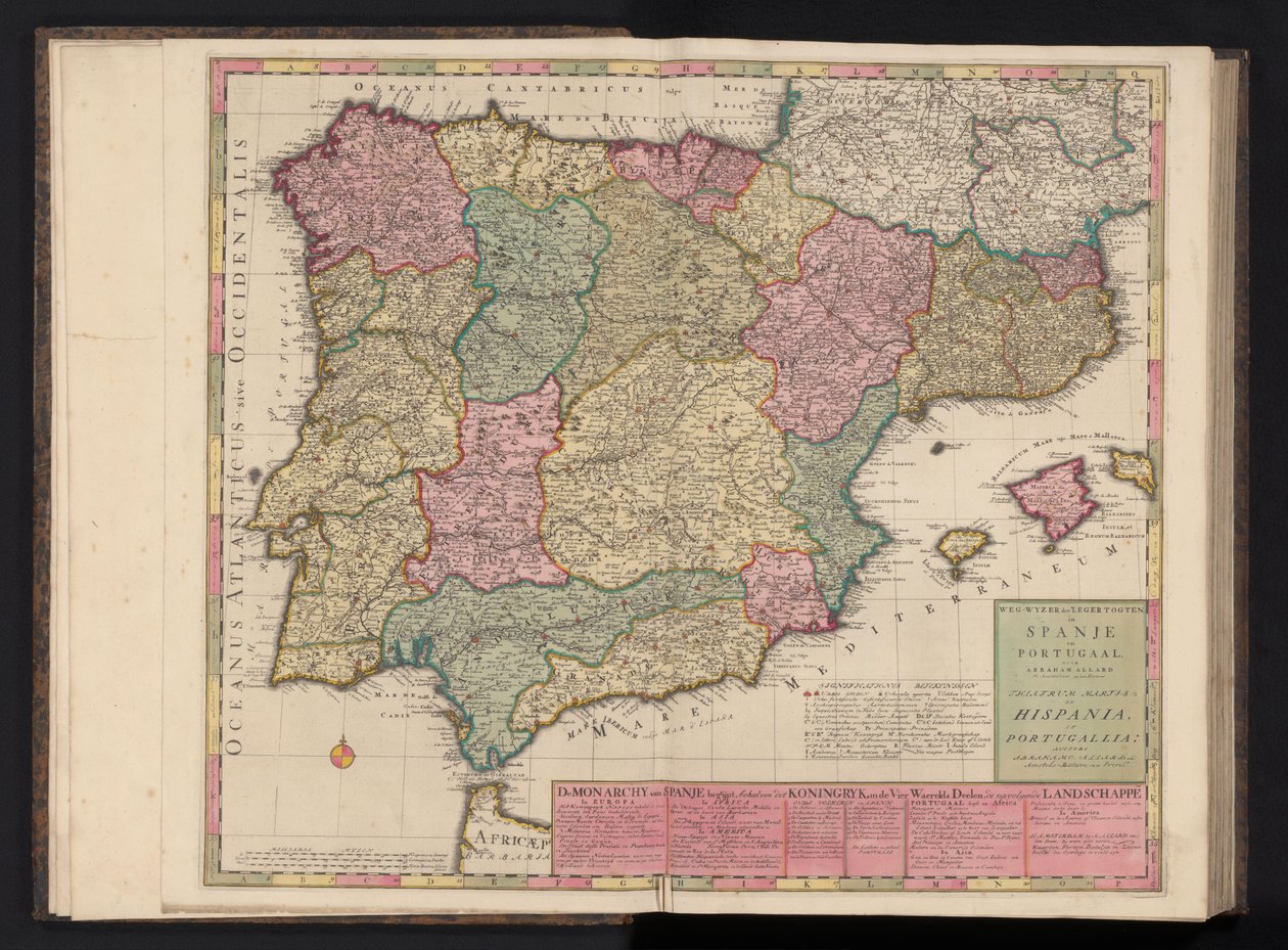 Spanyolország és Portugália térképe Útmutató a katonai körutakról Spanyolországban és Portugáliában / Theatrum Martis in Hispania et Portugallia (cím a tárgyon) alkotó: Abraham Allard