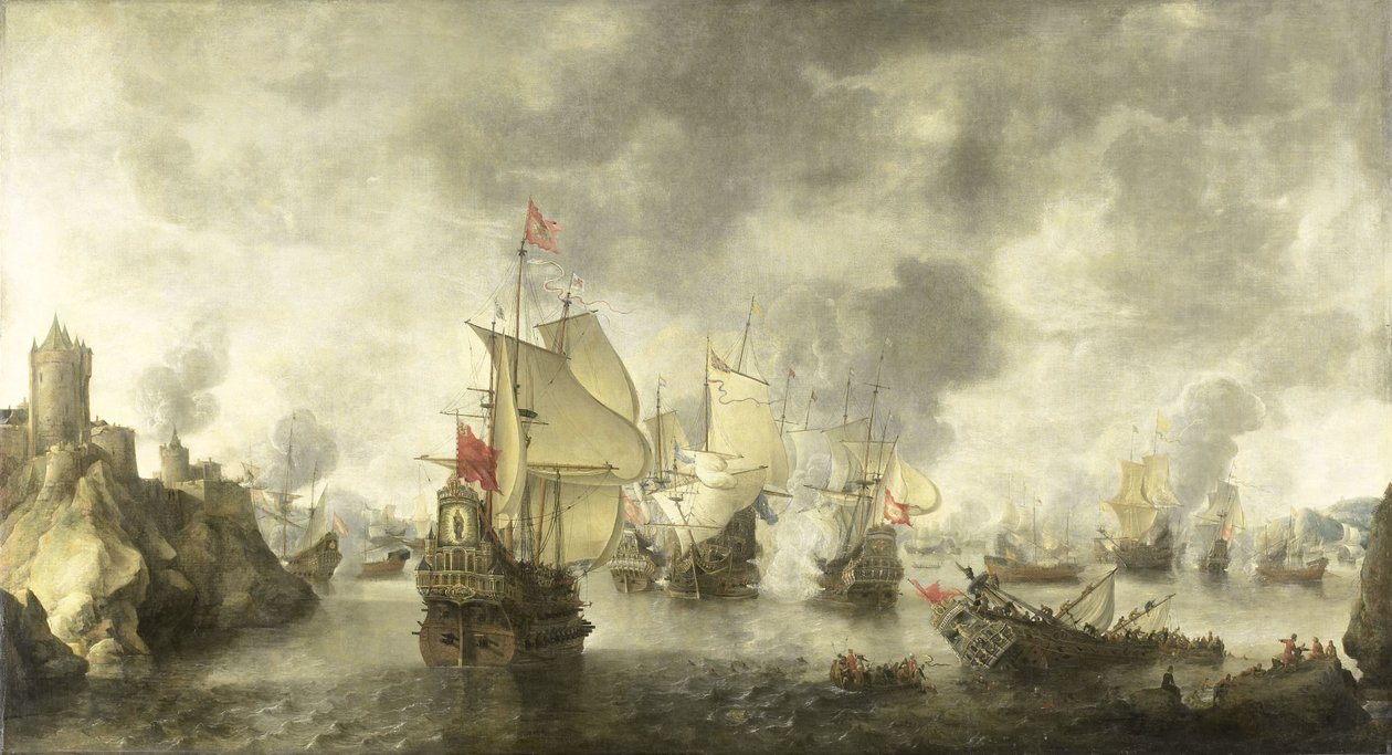 Az egyesített velencei és holland flották csatája a törökök ellen a Foya-öbölben, 1649 alkotó: Abraham Beerstraten