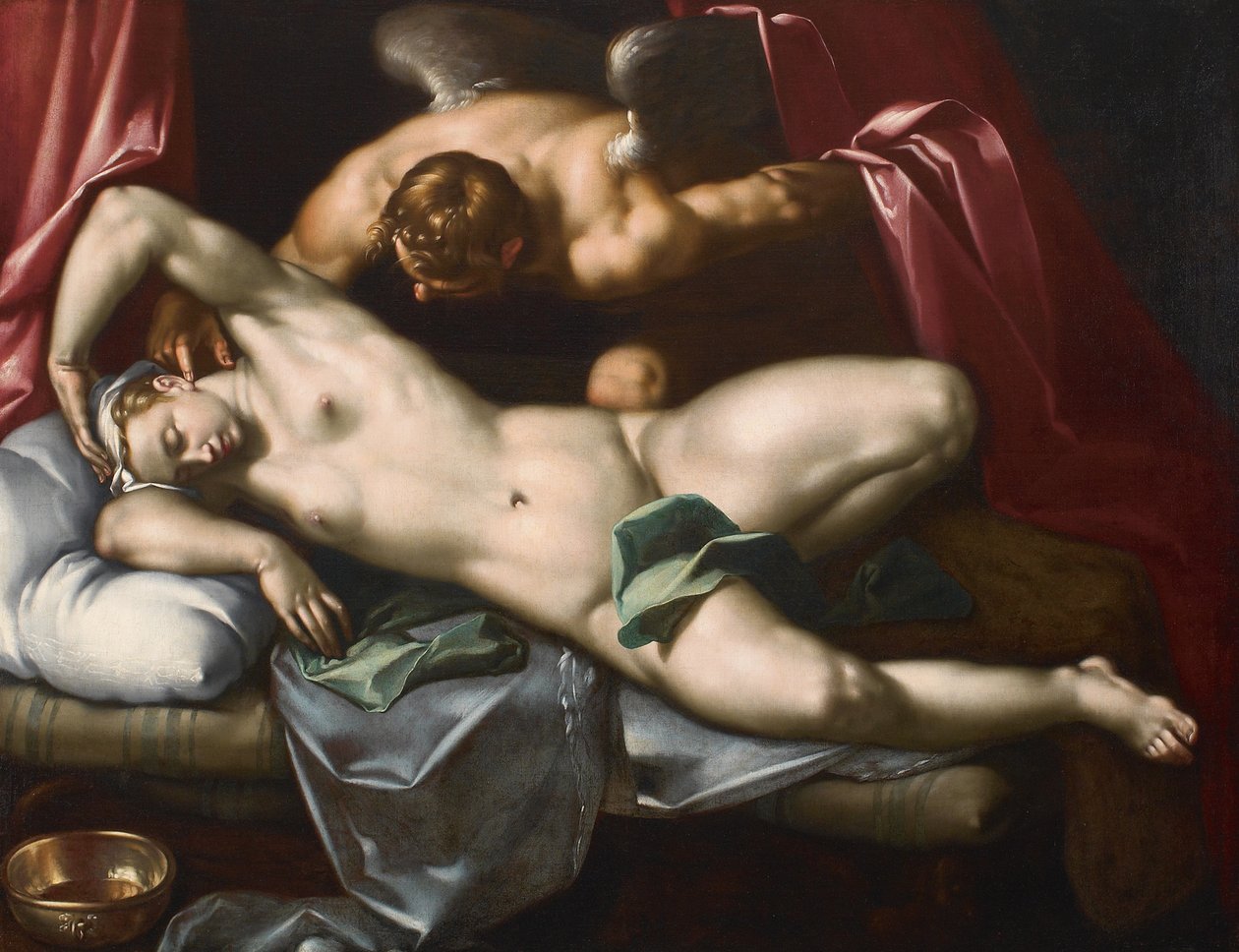 Ámor meglátogatja a Psychét éjjel, 1590 körül. alkotó: Abraham Bloemaert