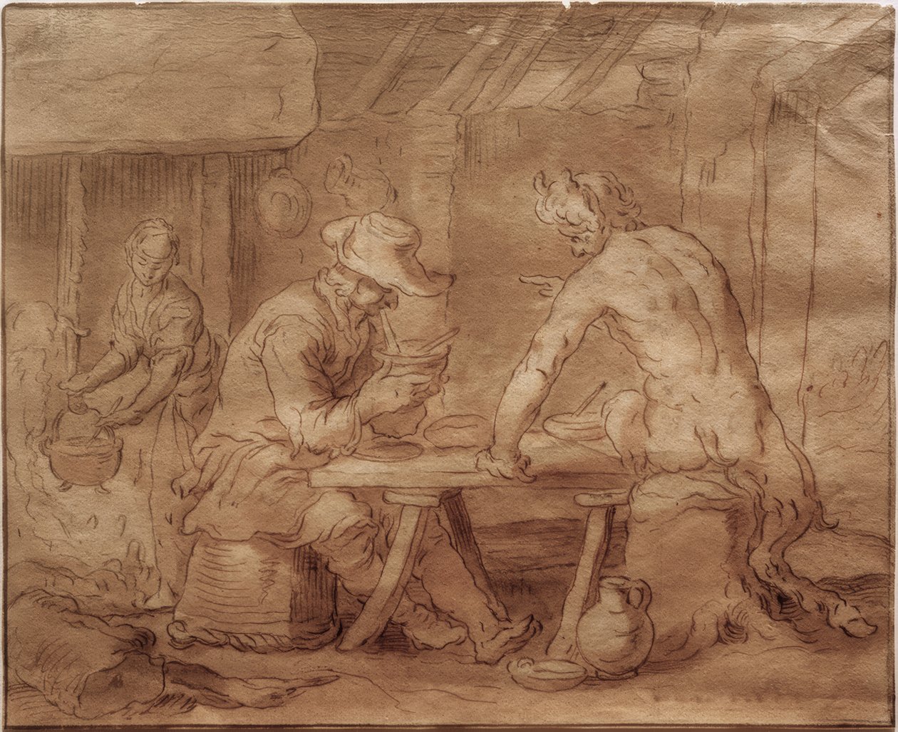 A szatír a gazdánál alkotó: Abraham Bloemaert