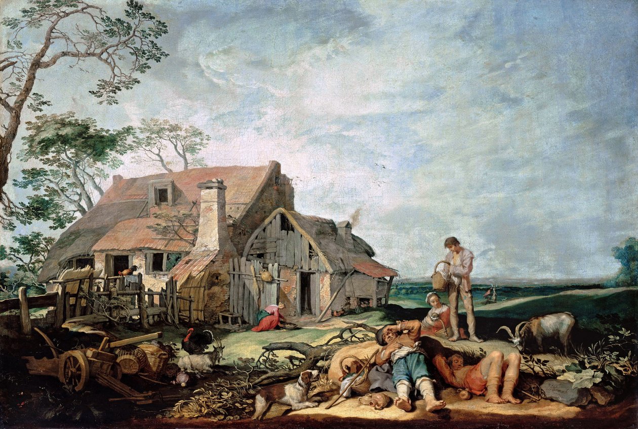 Táj pihenő parasztokkal, Tóbiás és az angyal, 1650 alkotó: Abraham Bloemaert