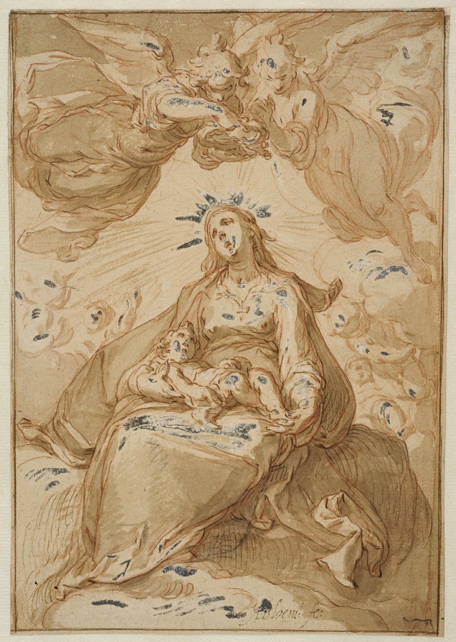 Madonna gyermekével, angyalok koronájával alkotó: Abraham Bloemaert