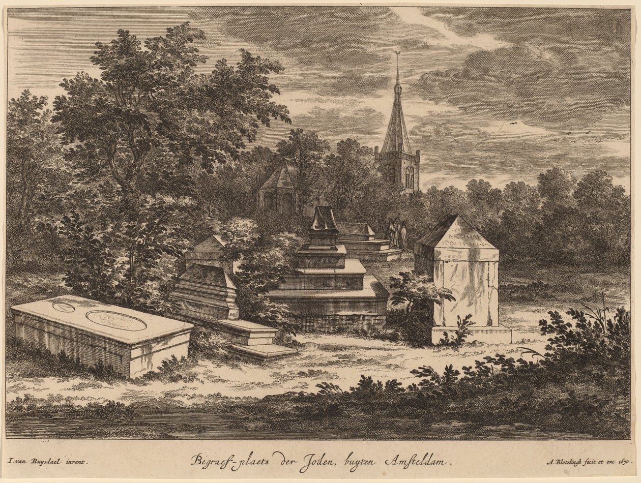 A zsidók temetkezési helye, megvásárolt Amsteldam (zsidó temető Amszterdam mellett) alkotó: Abraham Blooteling after Jacob van Ruisdael