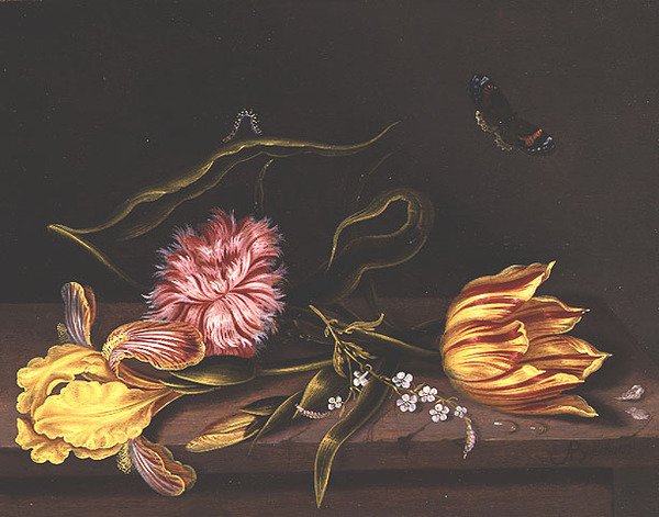 Virágok csendélete egy asztalon, alkotó: Abraham Bosschaert