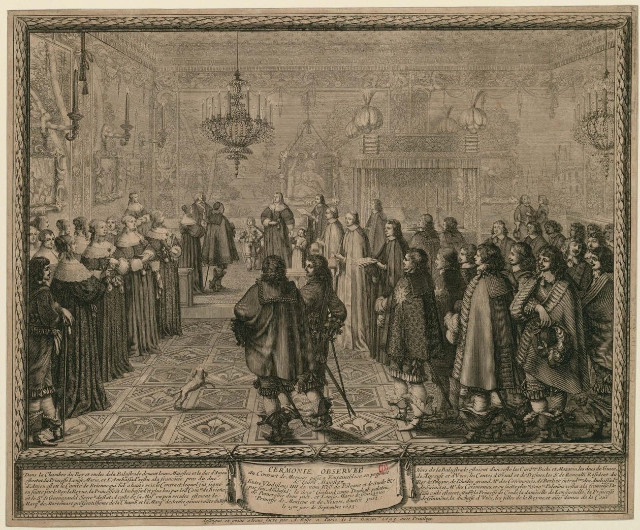 Az őfelségeik jelenlétében Fontainebleau-ban IV. Ulászló lengyel és svéd király között kötött házassági szerződés szertartása [...] alkotó: Abraham Bosse