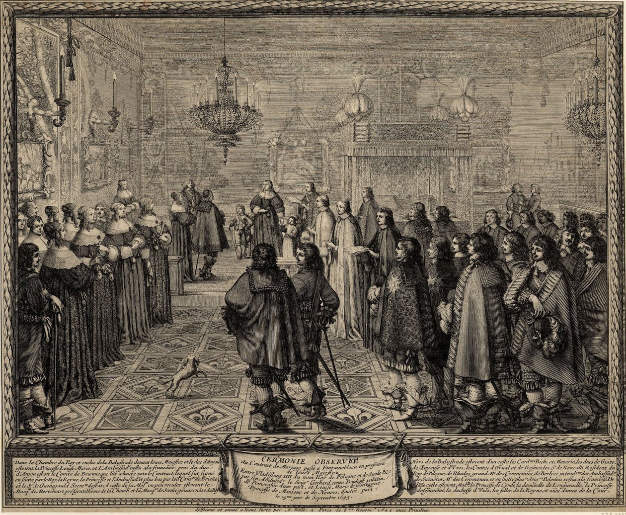 Ünnepélyes házassági szerződés IV. Wladyslaw lengyel király és Marie Louise Gonzaga között. alkotó: Abraham Bosse