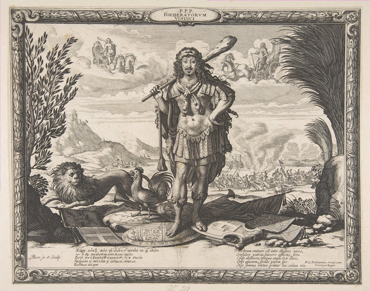 XIII. Lajos hadüzenete Spanyolországnak: A király mint Herkules, kb. 1635. alkotó: Abraham Bosse