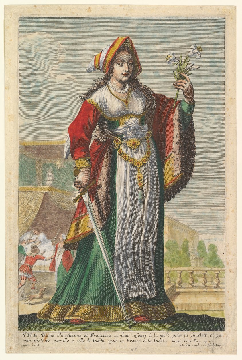 Francia Judith, Pierre Le Moynes illusztrációja Az Erős Nők Galériája, 1647. alkotó: Abraham Bosse