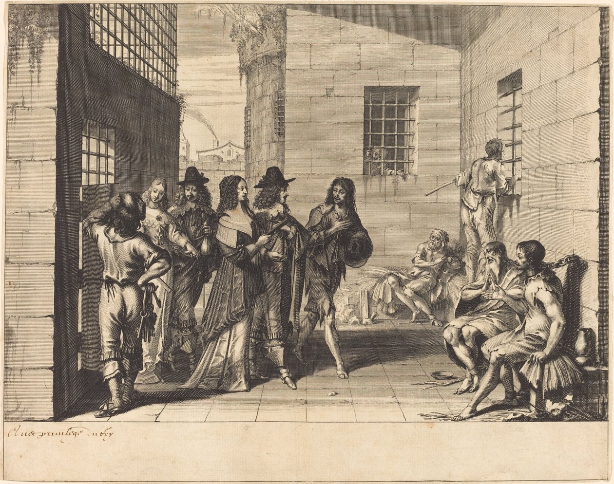 Gentry börtönbe látogat alkotó: Abraham Bosse