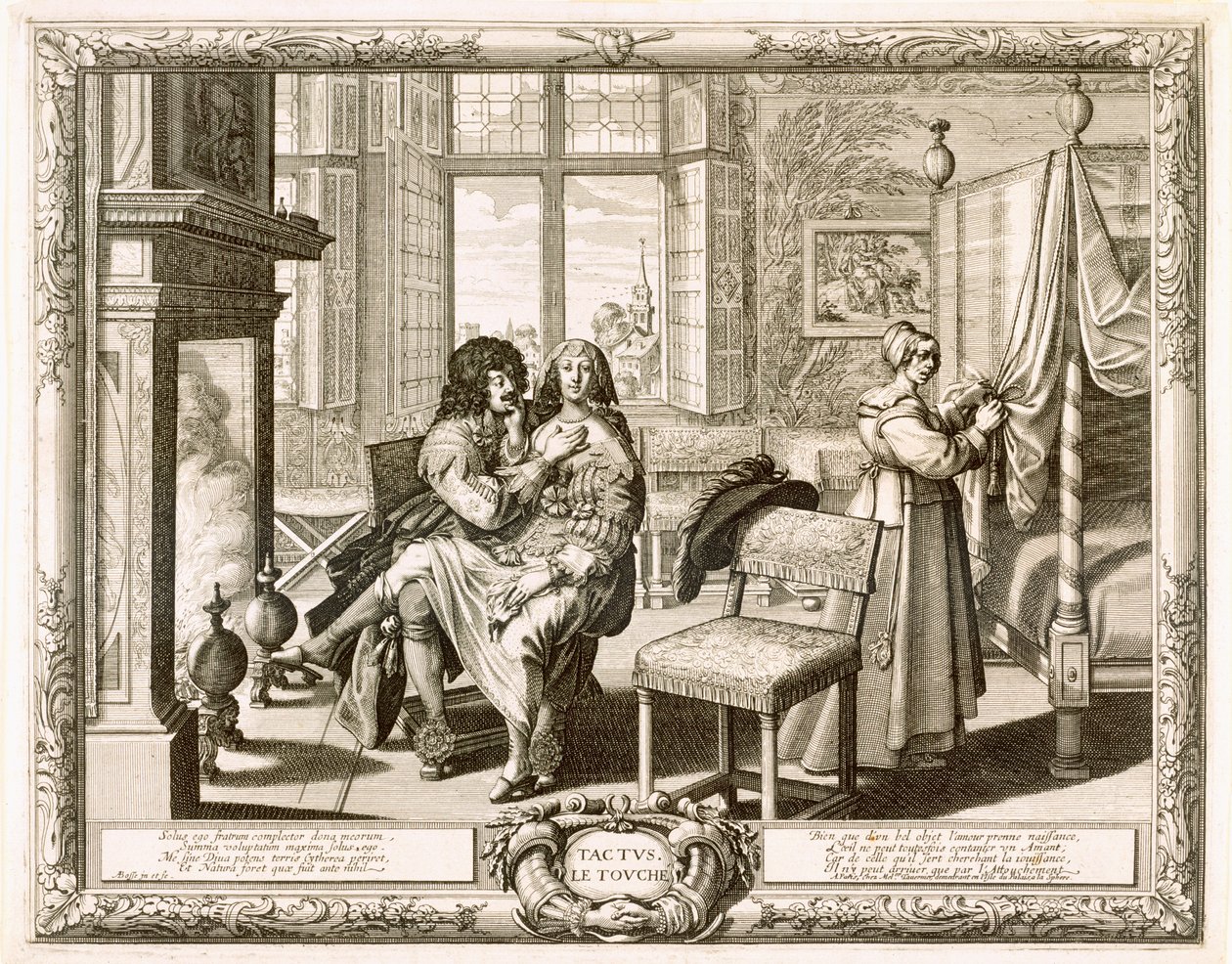 Férj feleségével térdre ülve a kandalló mellett, Bosse, Abraham (1602-76) alkotó: Abraham Bosse