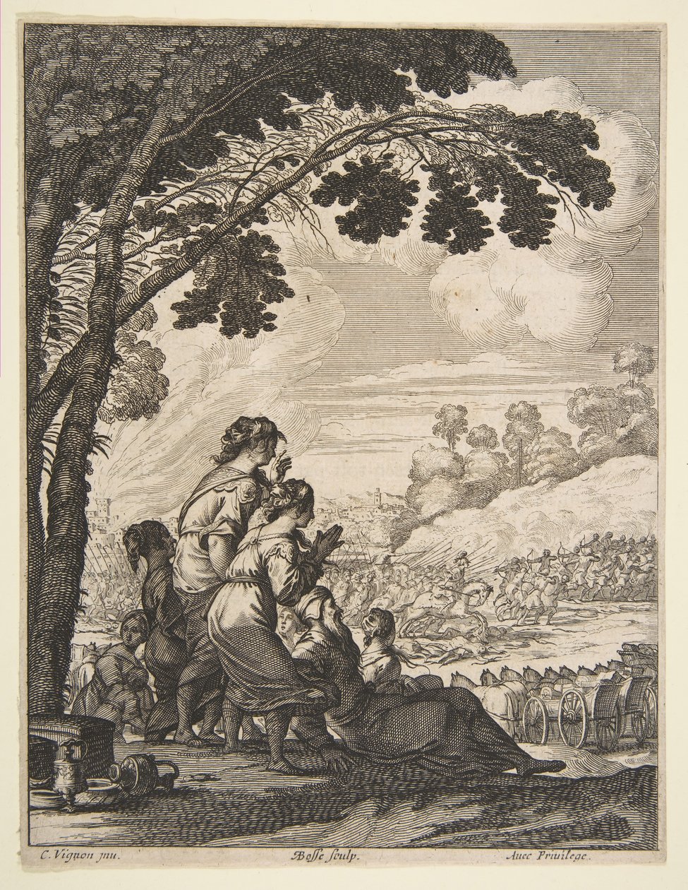 Illusztráció LAriane-ból, Desmarets de Saint-Sorlin, Palamede a lóháton száll szembe..., 1639. alkotó: Abraham Bosse