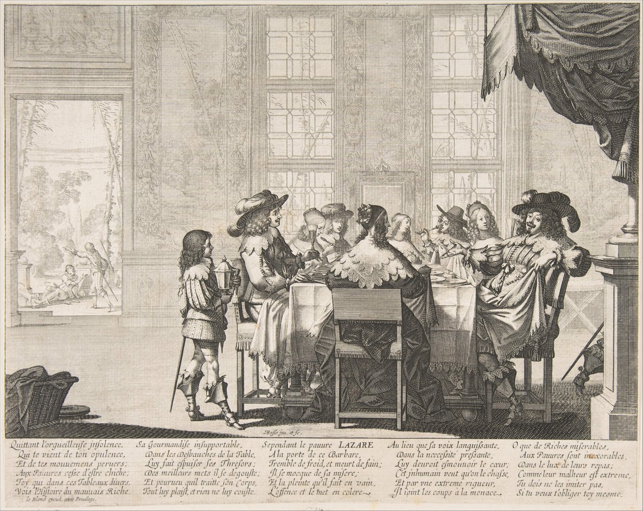 A gazdag ember lakomája, a 17. század közepe és vége. alkotó: Abraham Bosse