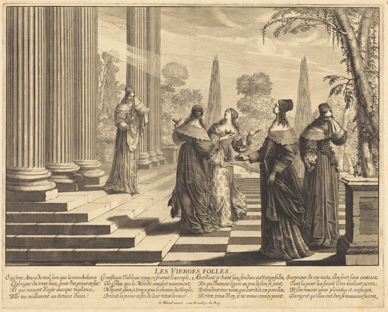 A balga szüzek a templomhoz közelednek alkotó: Abraham Bosse