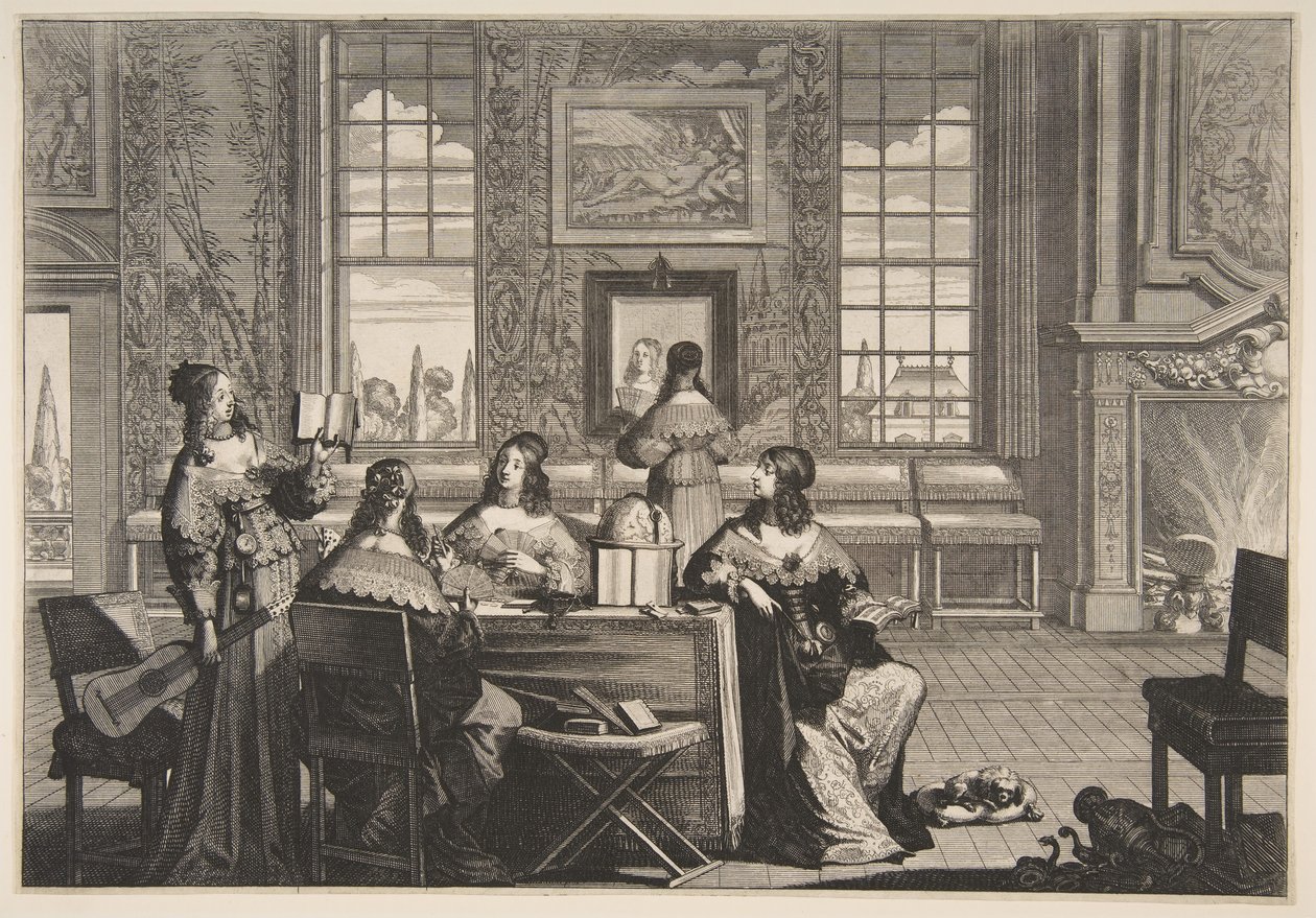 A bolond szüzek beszélgetnek, kb. 1635. alkotó: Abraham Bosse