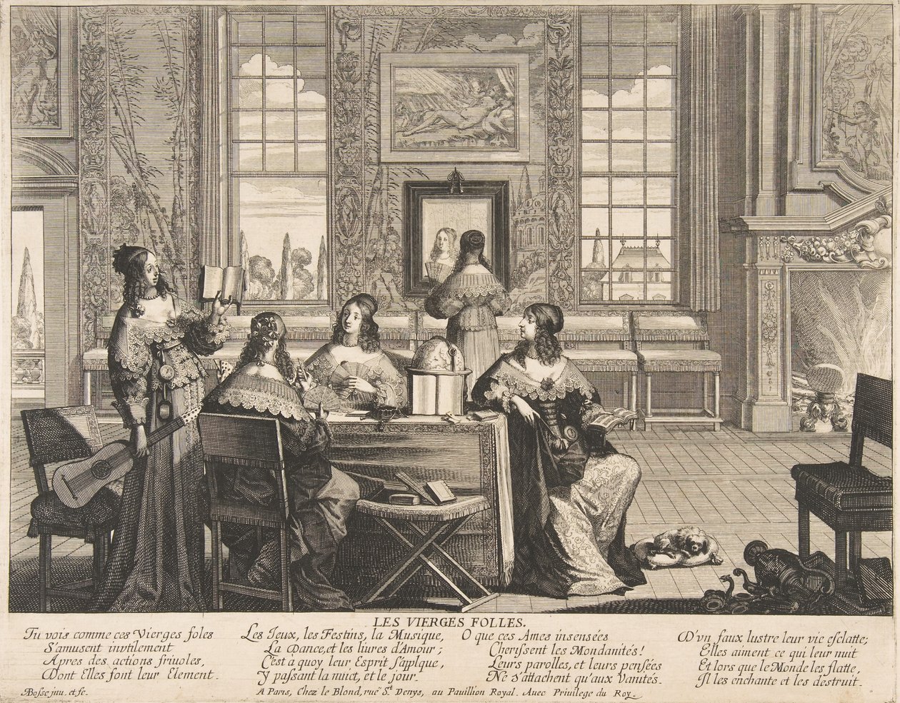 A bolond szüzek beszélgetnek, kb. 1635. alkotó: Abraham Bosse