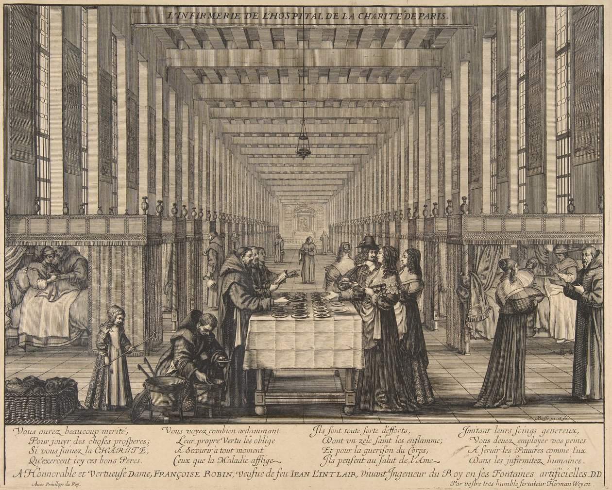 A Szeretetkórház gyengélkedője, kb. 1639. alkotó: Abraham Bosse