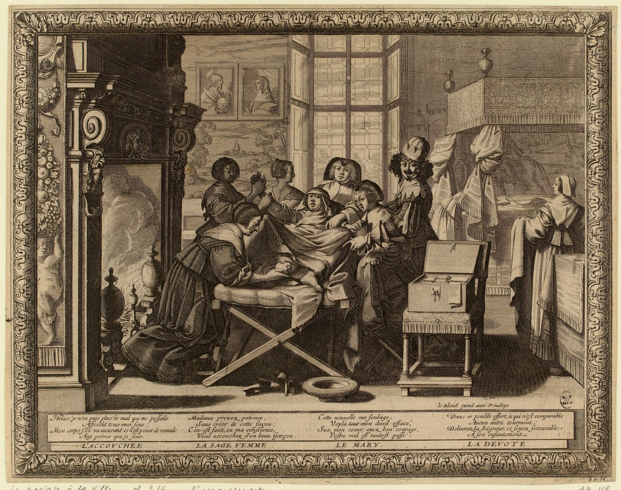 Házasság a városban: Szülés alkotó: Abraham Bosse