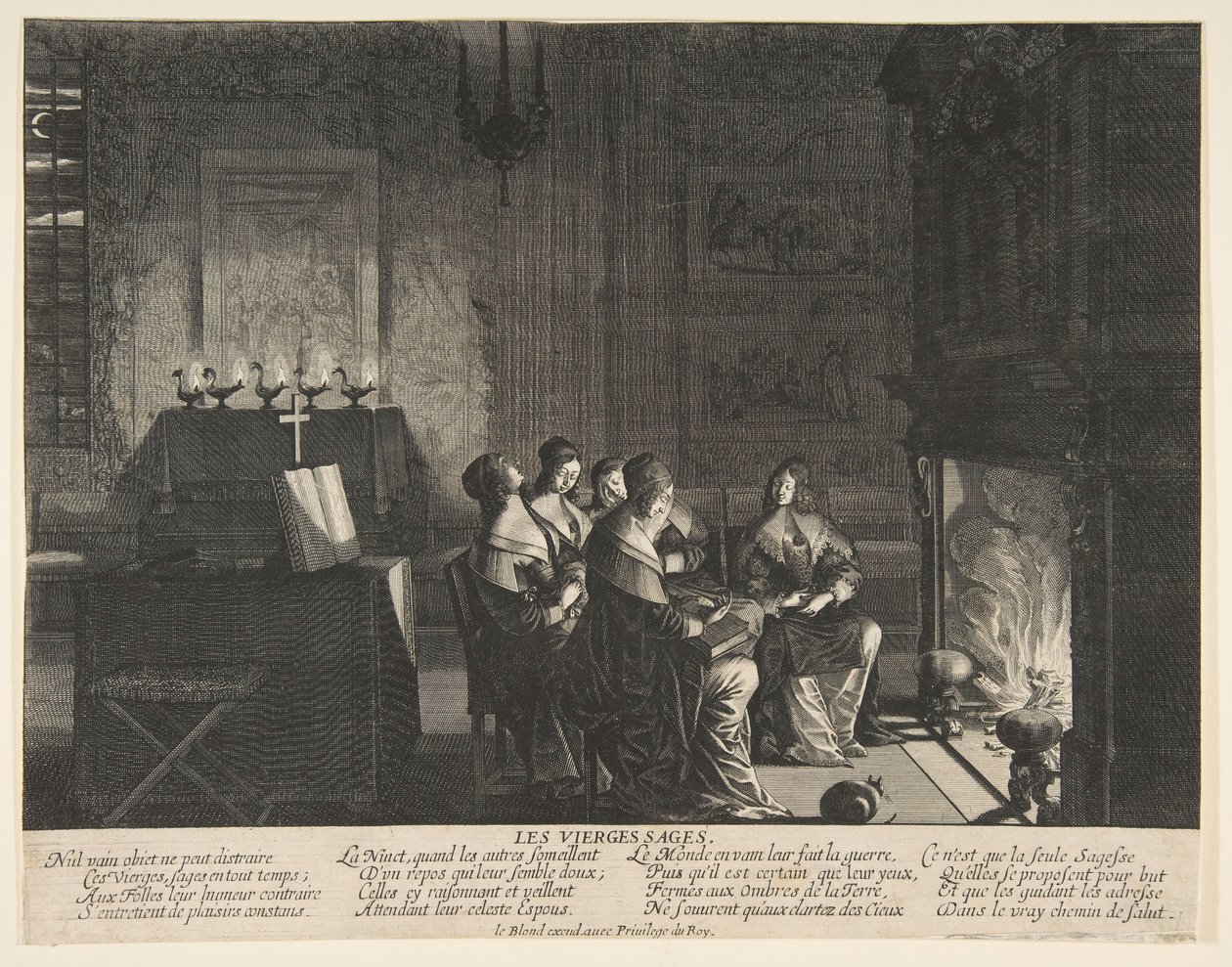 A bölcs szüzek pihennek, miközben a férj érkezését várják, kb. 1635. alkotó: Abraham Bosse
