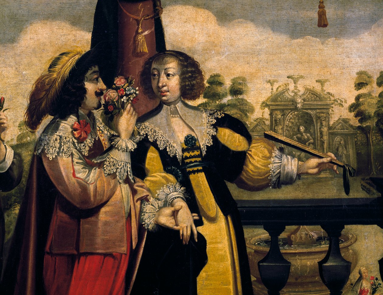 A szaglás, kb. 1635, Abraham Bosse (1604-1676), ismeretlen művész 5-ös sorozatának festménye után, részlet. Franciaország alkotó: Abraham Bosse