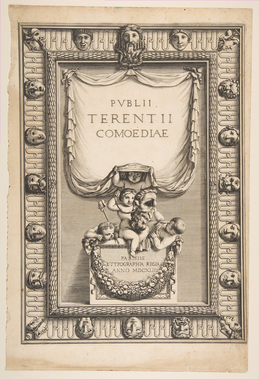 Címlap: Terence Publii Terentii Comoediae vígjátékai, 1642. alkotó: Abraham Bosse
