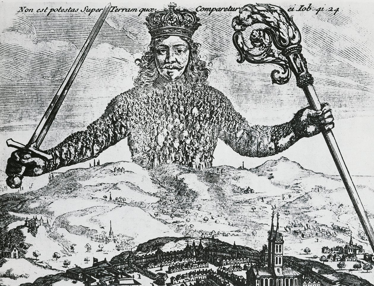 Thomas Hobbes "Leviathan, avagy a közös gazdagság anyaga, formája és hatalma, egyházi és civilek" címlapja alkotó: Abraham Bosse