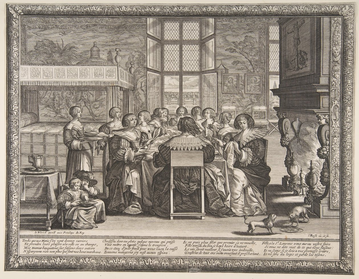 Feleségek az asztalnál férjük távolléte alatt, kb. 1635-36. alkotó: Abraham Bosse