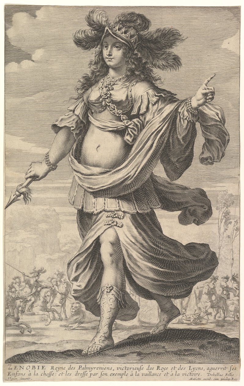 Zenobia, Pierre Le Moynes illusztrációja Erős Nők Galériája, kb. 1647. alkotó: Abraham Bosse