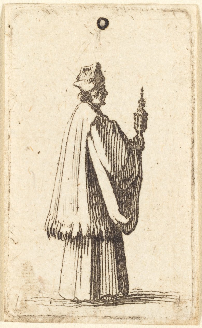 Az Eucharisztia szentségét hordozó pap alkotó: Abraham Bosse or Jacques Callot