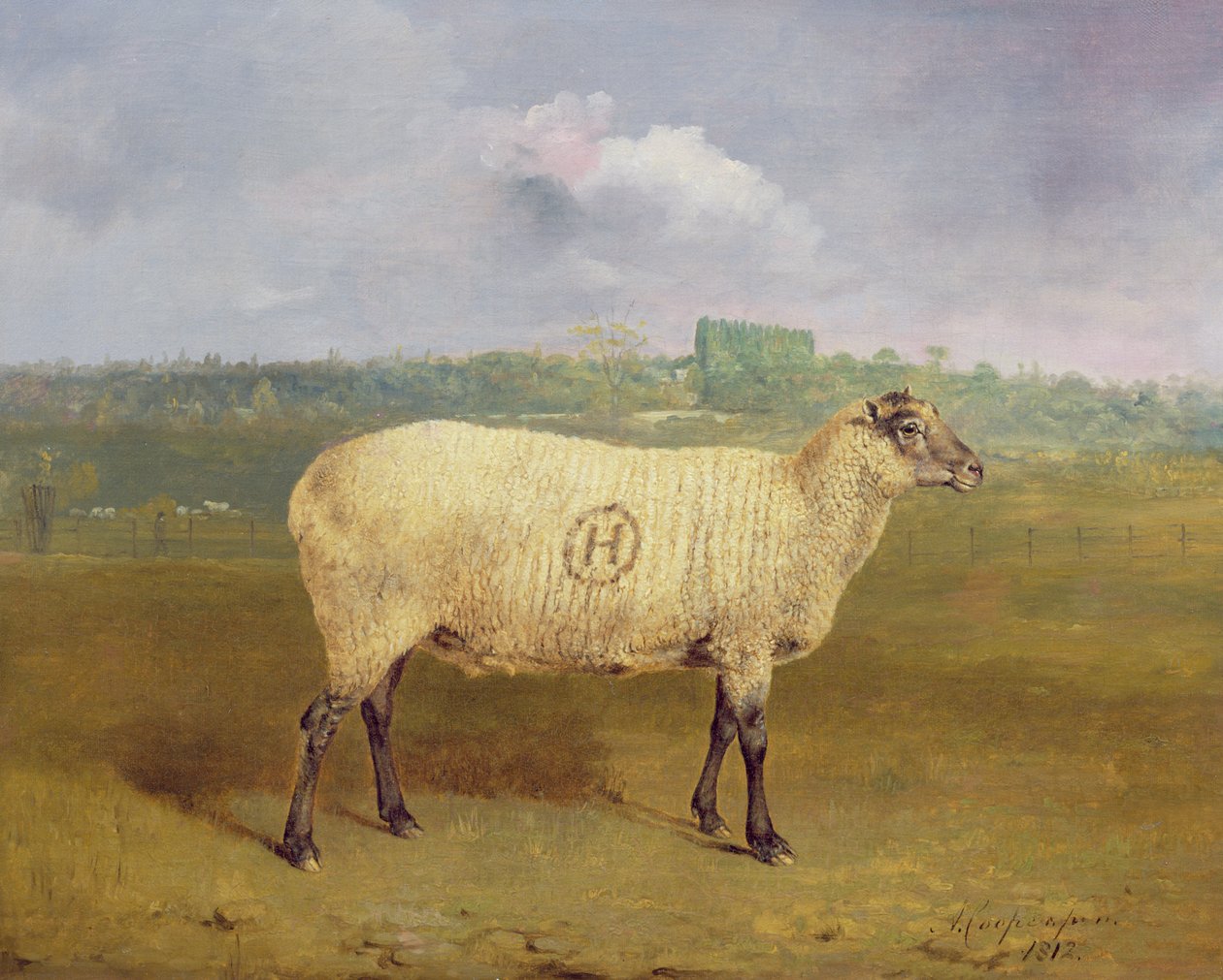 A „H” monogrammal ellátott anyajuh, amely J.A. Houblon, Hallingbury Place, Essex, 1812 alkotó: Abraham Cooper
