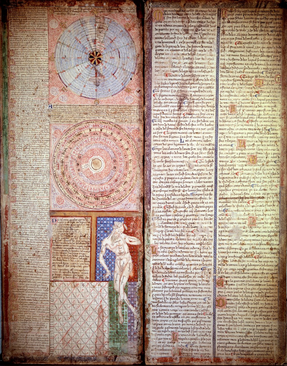 Asztrológiai és csillagászati diagram. Az oldalt Abraham Cresques (1325-1387) a katalán atlaszból (katalán térkép) vette alkotó: Abraham Cresques